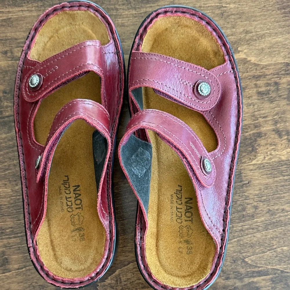 NAOT Women's Dark Red Leather Strap Sandals Size 38 ( US 7-7.5 ) - Picture 7 of 7